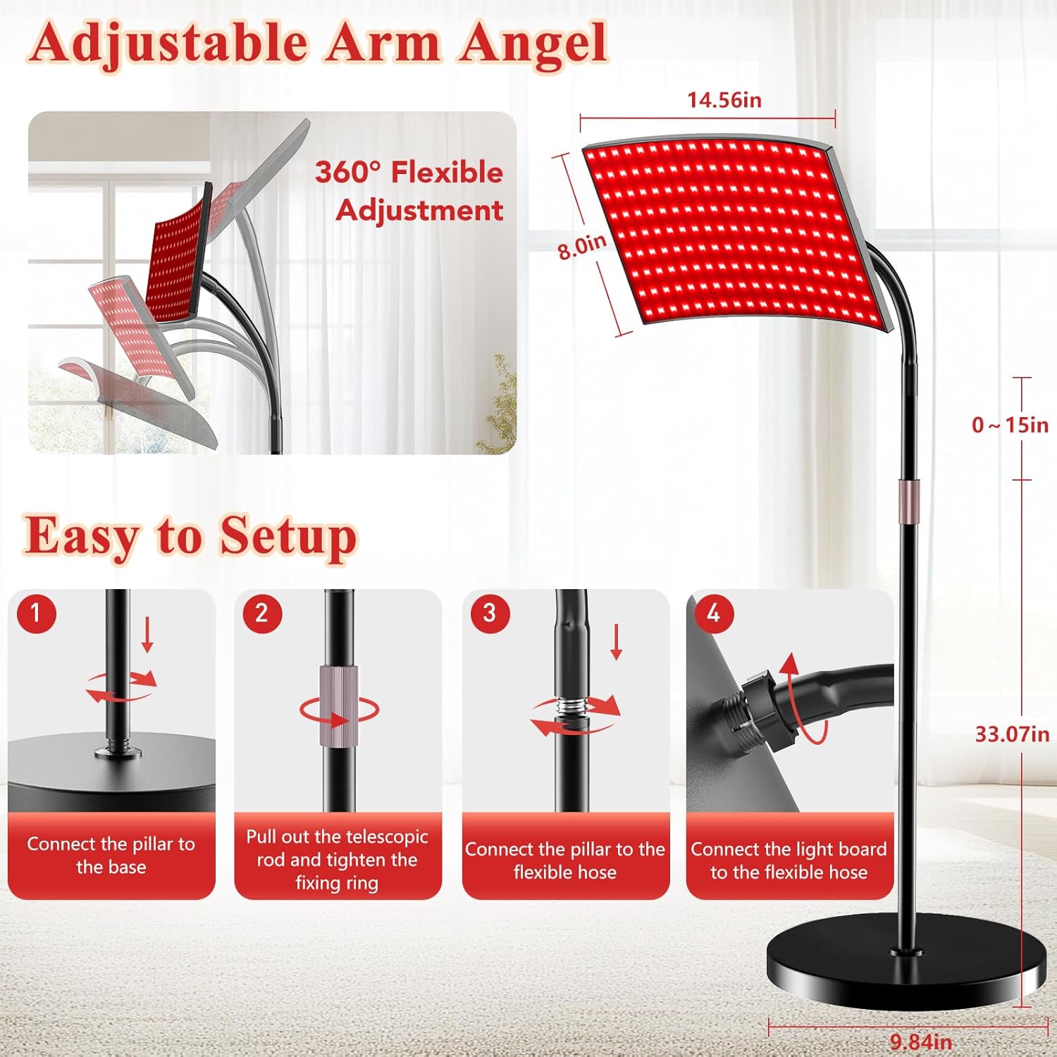 Red Light Therapy for Body Face Infrared Light Therapy for Body with 660nm & 850nm Near Infrared LED Red Light Therapy Large Panel at Home Valentines Gift for Women Wife Mom Sister Girlfriend - Image 6