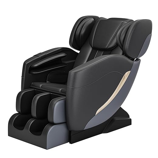 2024 Massage Chair, Full Body Zero Gravity Massage Chair with 8 Fixed Massage Rollers, 6 Auto Modes, Waist Heated, Bluetooth Speaker, Black and Gray