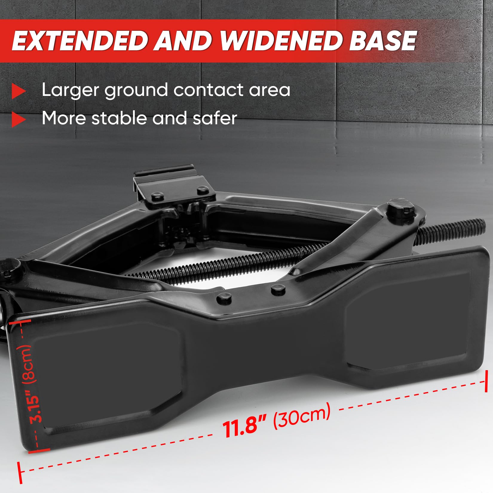 SHALL Kit cric ciseaux 2 tonnes – Base extra longue et large, levage de pneu 98 mm-400 mm Kit complet de changement de pneu (cliquet, clé de roue et gants) pour voitures et SUV