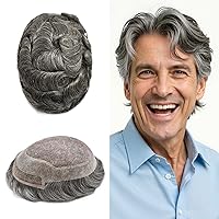 Vista 29 de Toupee - Sistema de cabello humano de repuesto con encaje frontal para hombre, extensiones de pelo tipo tupé mono PU para hombres