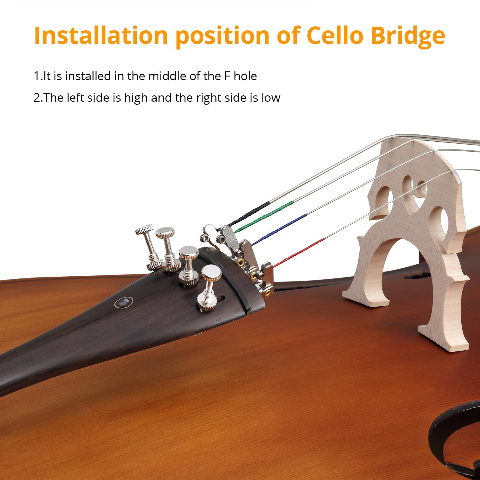 4/4 Acoustic Cello Kit for Adults, Beginners, Complete Full Size Cello Set with Portable Bag, Bow, Rosin, Matte Natural