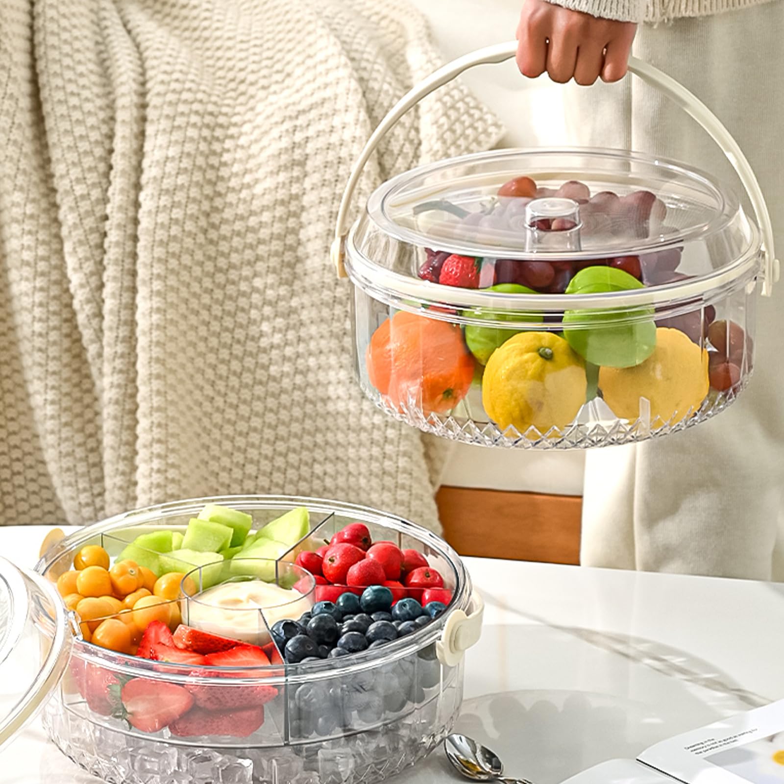 Organizzatori Sicuri Impilabili Con Design A 3 Strati Da Camera Ghiaccio Per Mantenere Le Carni Frutta Fredda In Caso Sigillati Efficaci Eventi Con Coperchio