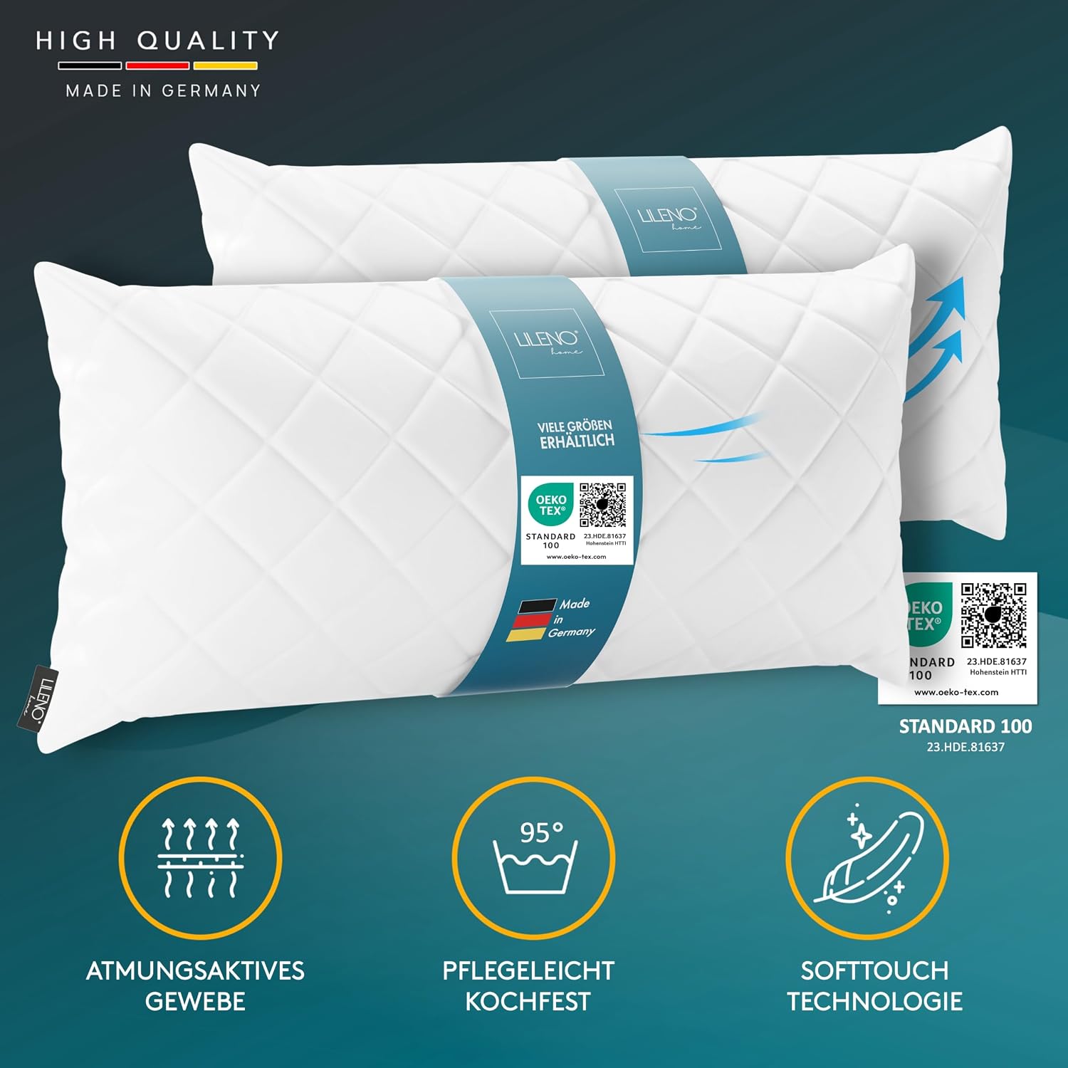 LILENO HOME Set of 6 cushion filling, 40 x 80 cm, washable inner cushion suitable for allergy sufferers, polyester cushion inlet as couch cushion, sofa cushion, cocktail cushion and pillow 6er Set 40 x 80 cm