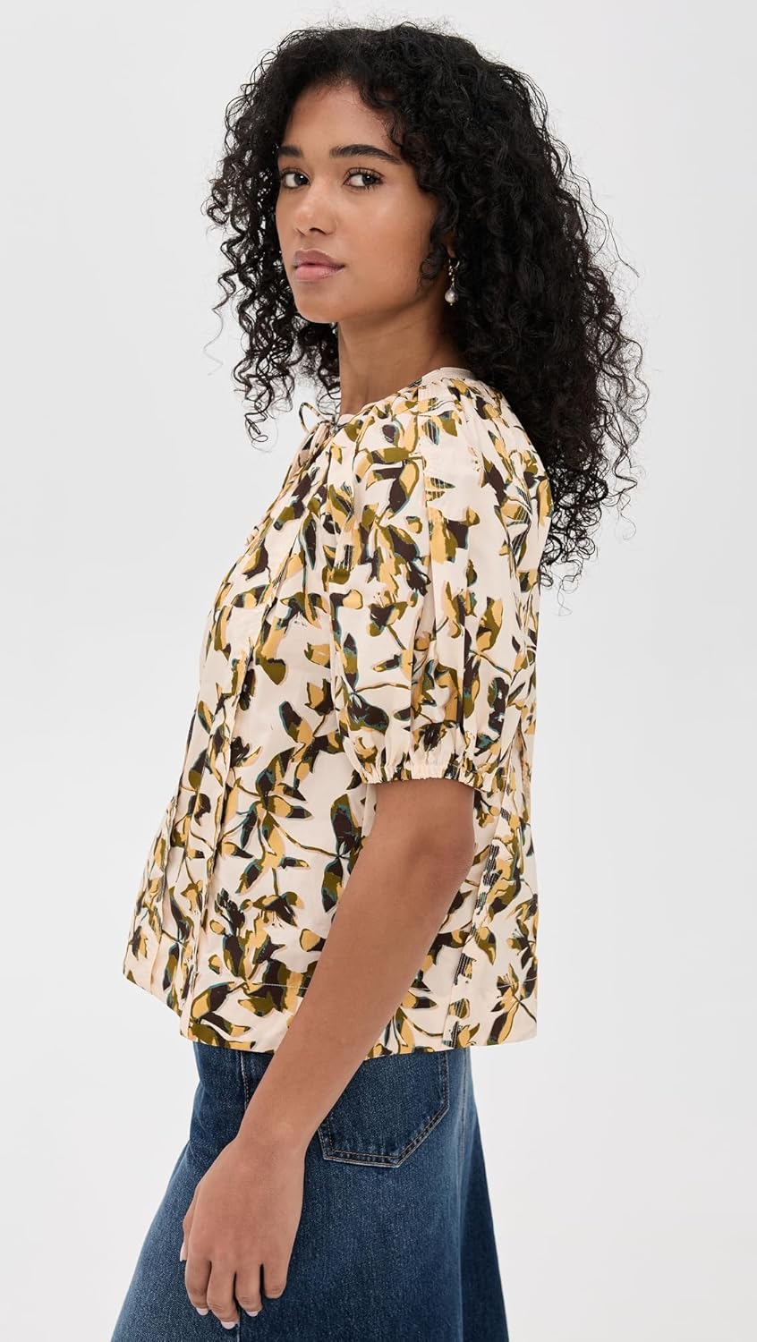 Ulla Johnson Women's Dafne Pleated Short Sleeve Blouse - Image 4