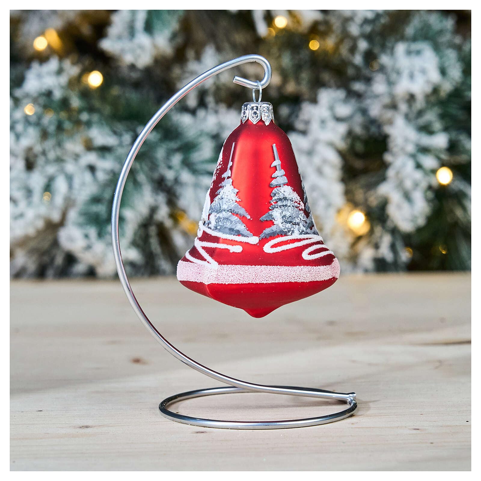 Holyart Bolas de Navidad: Bola de Navidad Forma Campana Rojas 90 mm 3 Piezas