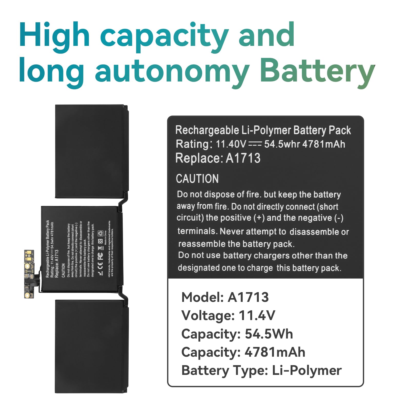 A1713 A2171 Batería para Mac-Book Pro 13" A1708(Late 2016 Mid 2017) A2159 (Touch Bar 2019) A2289 (Touch/2020) A2338(M1 2020/M2 2022) EMC 3164 2978 3301 3456 3578 8162 MacBookPro15,4 MacBookPro16,3
