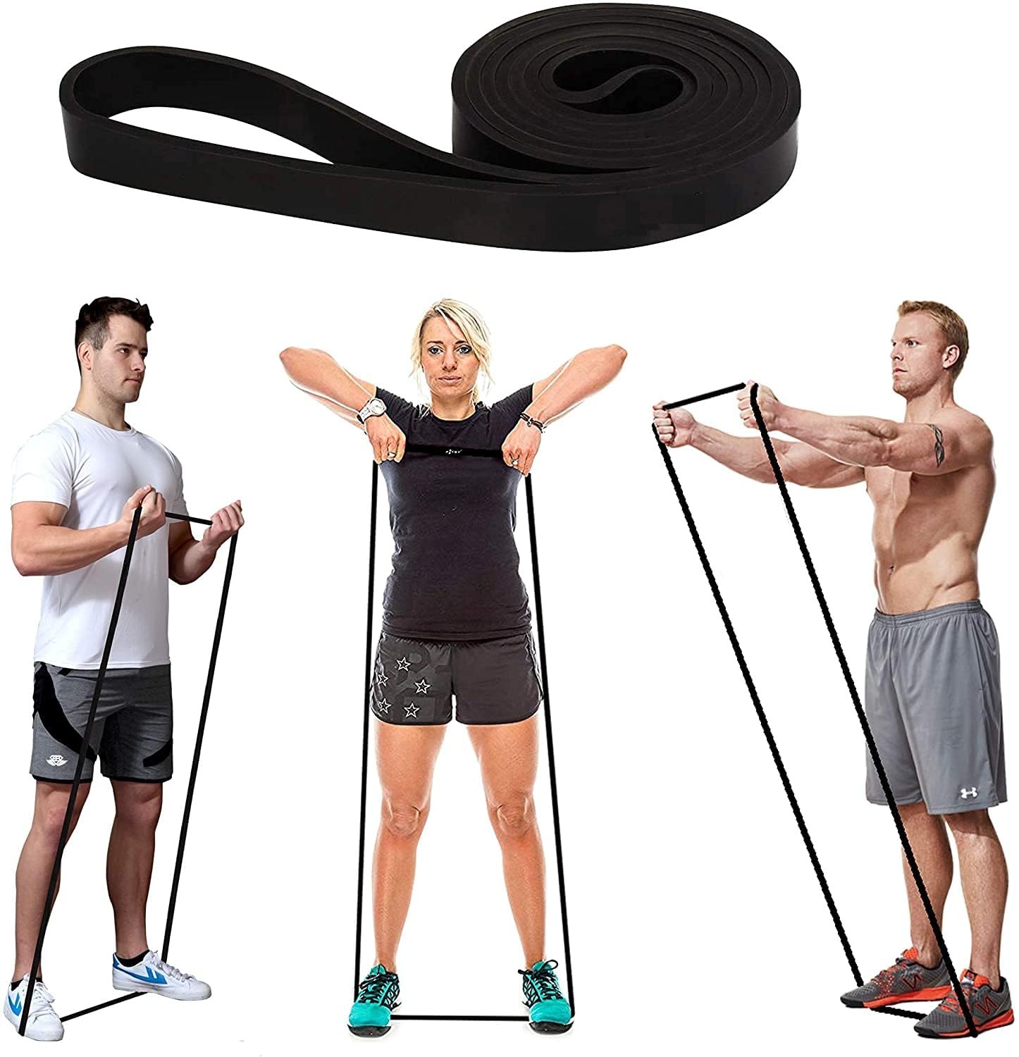 Resistance Band for Workout, Power Loop Exercise Band, Black, Natural Elastic Rubber, 35-70 kg Medium Strength, Pull Up Stretch Band for Physiotherapy Yoga Home Gym-image-11