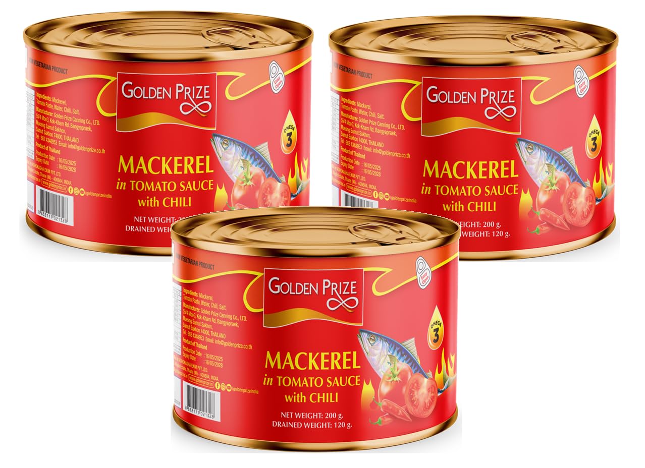 Golden Prize Mackerel In Tomato Sauce W/Chili 200 Gms Each - Pack of 3 Units-image-37