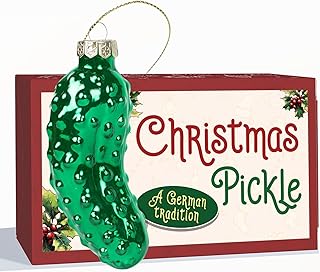 German Christmas Pickle Ornament Tradition - Pickle Ornaments for Christmas Tree, Pickles Decoration Gifts - Green Blown Glass Xmas Ornaments for Home Decor
