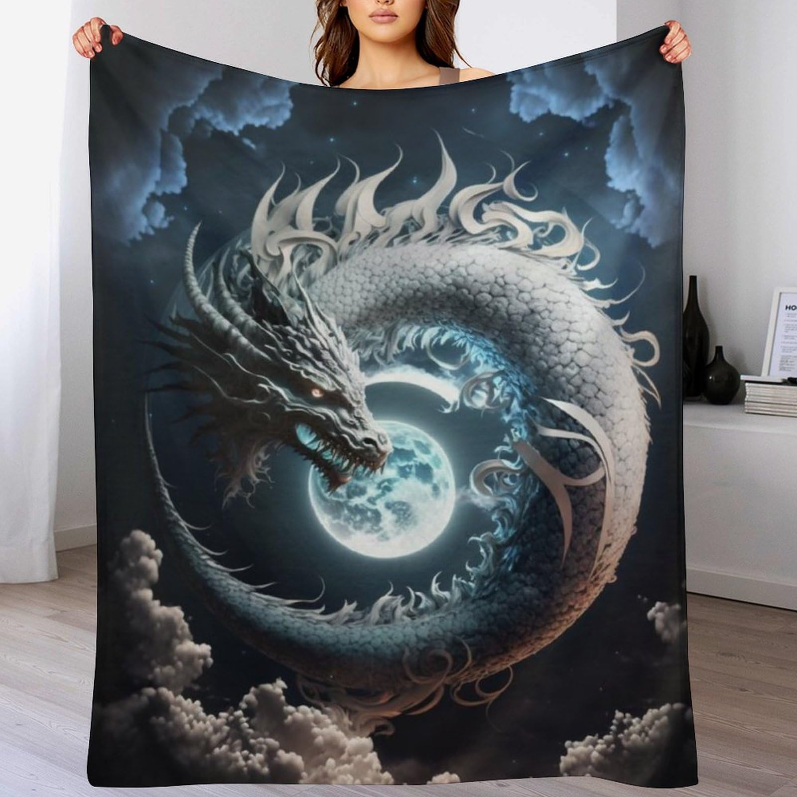 Couverture dragon contre le froid plaid canapé flanelle doux et apaisant