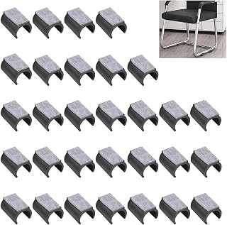 UFURMATE Chair Pads, 30Pcs Plastic Chair Leg Floor Protectors with Felt Pads, U Shaped Chair Tube Floor Protectors Non-Slip Rectangle Chair Legs Tips Caps for Round Sled Base Chair Leg (25mm, Black)
