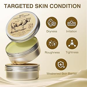 MROUVIK Beef Tallow for Skin, Tallow and Honey Cream,Tallow Face Moisturizer, Natural Grass-Fed Beef Tallow Balm with Raw Honey Moisturizing Cream for Body Lotion Skin Care for Skin (2.47 Oz)