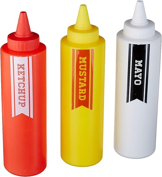 B2Q 76942 Condiment Squirt Bottles, Set of 3 Home & Kitchen