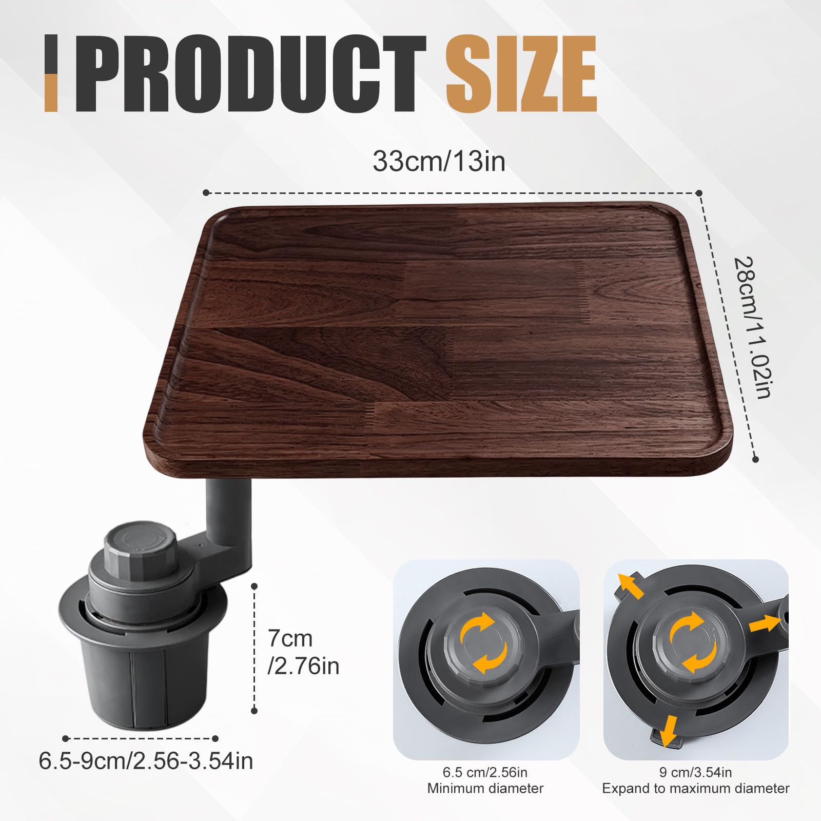 Autotisch für Beifahrer Auto Tray Tablett, 360° drehbar Schreibtisch aus Holz für Autofahrten, Auto Tisch Snacktablett zum Essen,Trinken und Schreiben, Laptop, Arbeit