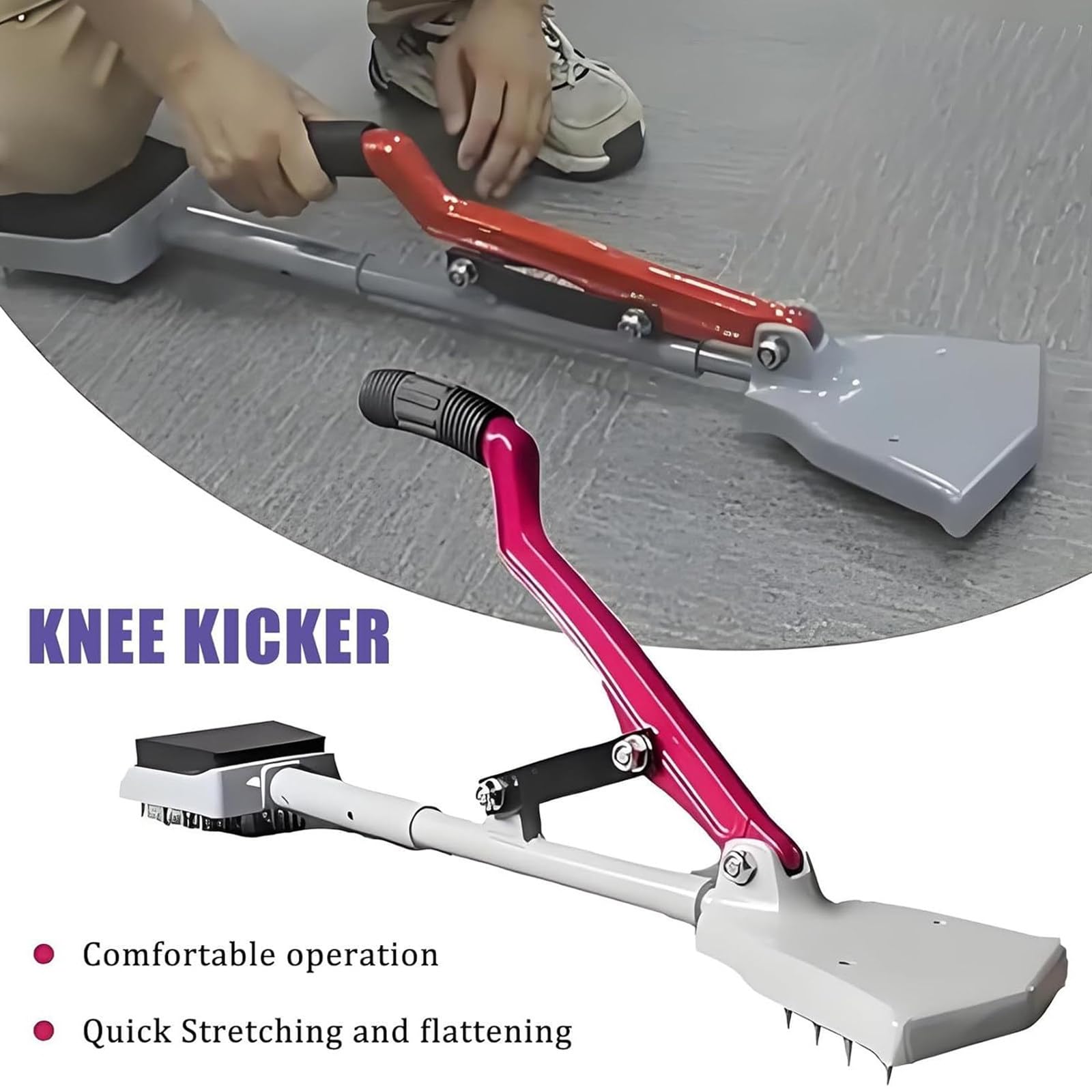 Écarteur de tapis, outil de frappe de genou facile à utiliser, outil de montage essentiel pour les projets de revêtement de sol, kit d'outils d'installation de tapis