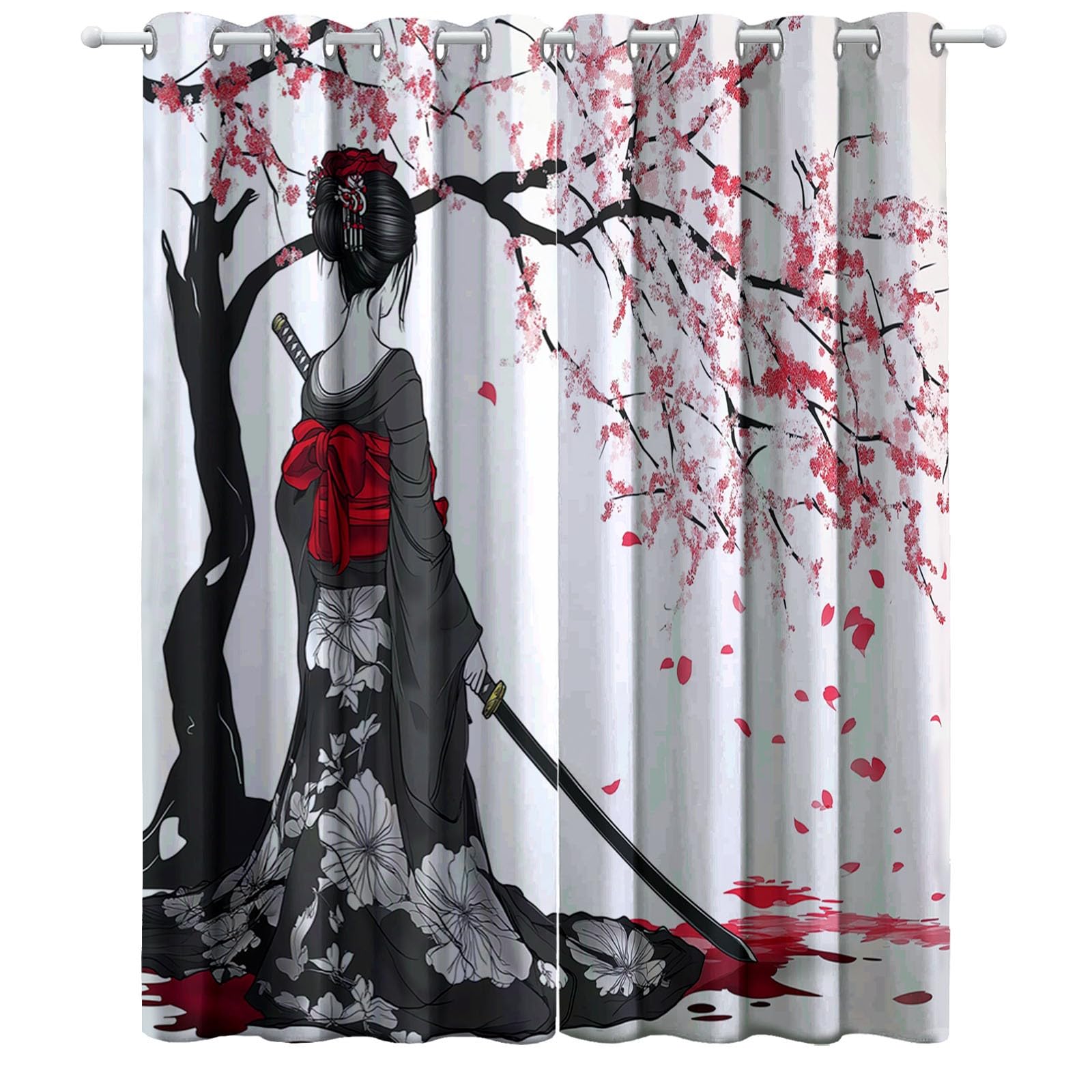CozyRest Cortinas Opacas para Niños, Arte de Espadas de Anime Japón,Térmicas Aislantes Frío y Calor, Reducción de Ruido, Protección de Intimidad, 234 x 138 cm para Hogar y Dormitorio Infantil