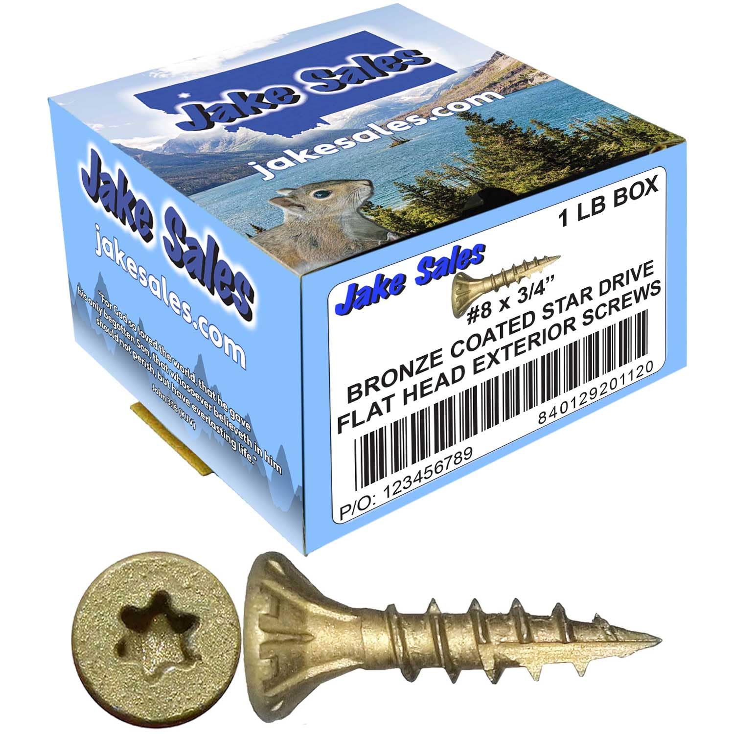 Jake Sales Tornillo de madera con revestimiento exterior de estrella de bronce #8 x 3/4 pulgadas, cabeza de accionamiento Torx/Star Drive – Tornillos de madera multiusos con revestimiento exterior