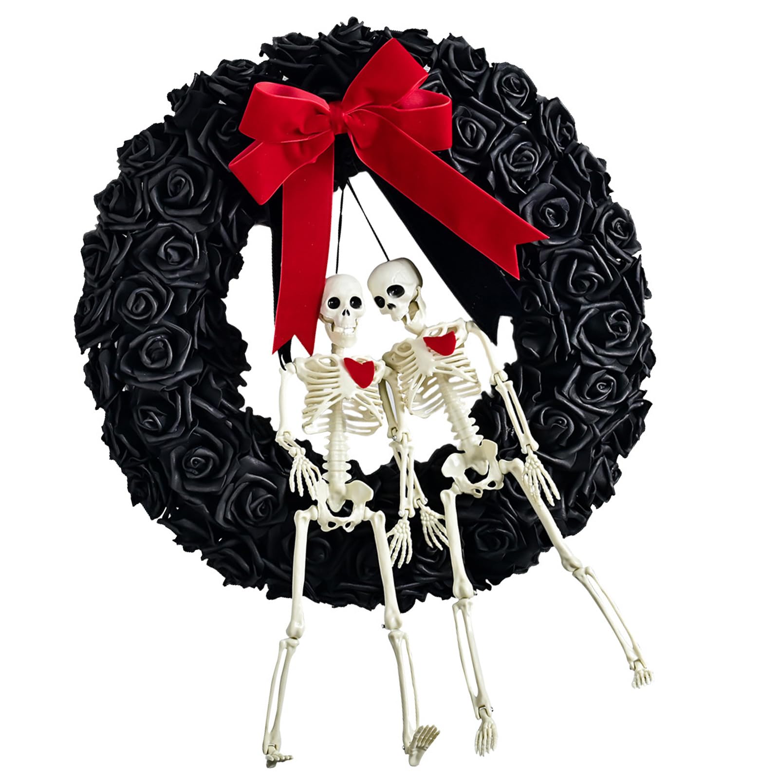 Msioytog Multicolor Skull Wreath Festives Decoration Scary Rose Flower Skeleton Garlands For Halloween Parties Indoor Outdoor Decorations Party Accessory