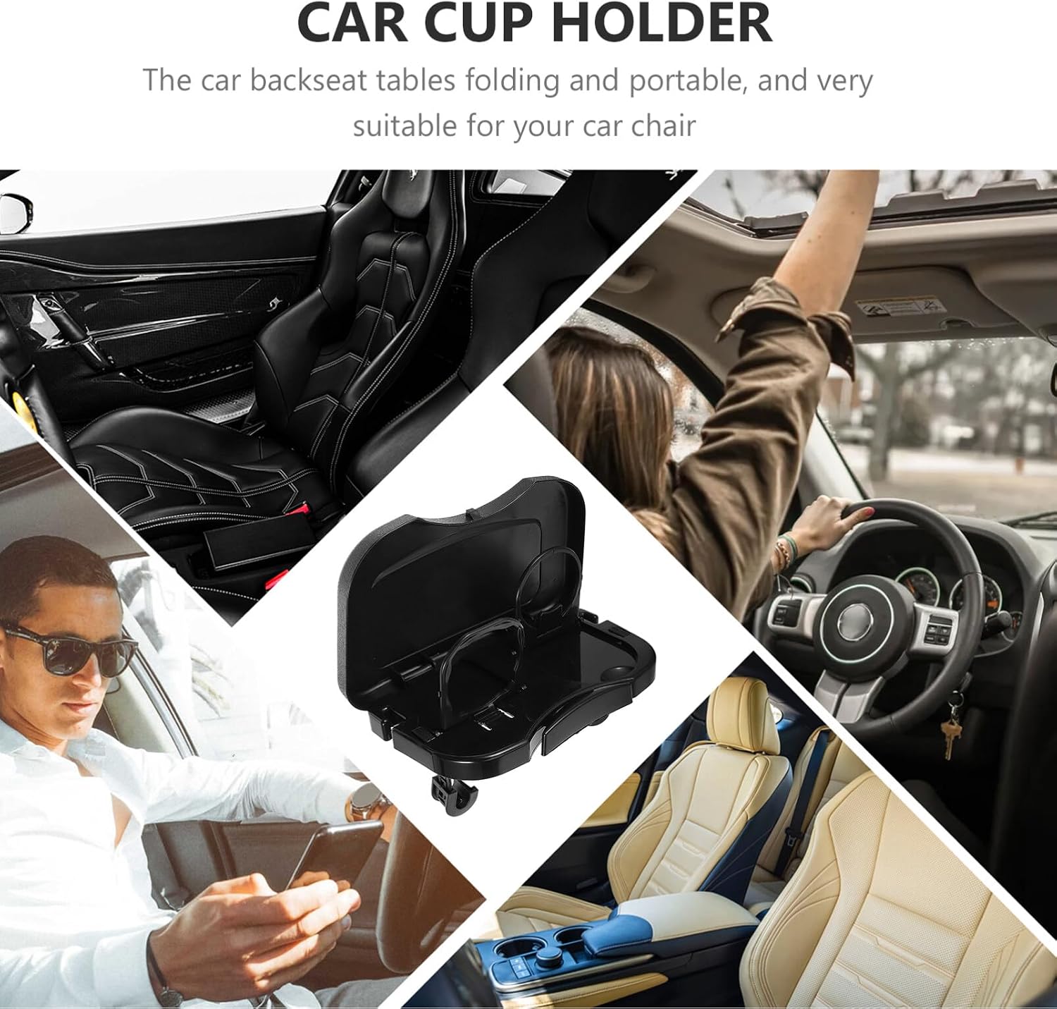 ibasenice Car Backseat Cup Holder Folding Food Tray Portable Drink Table for Easy Installation Convenient Organizer for Snacks Drinks Vehicle