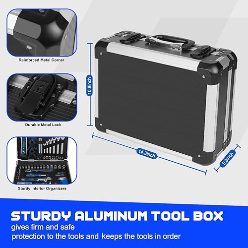 Miniatura 6 de Prostormer Kit de herramientas para el hogar, juego de herramientas de mano para el hogar de 259 piezas con caja de herramientas de aluminio