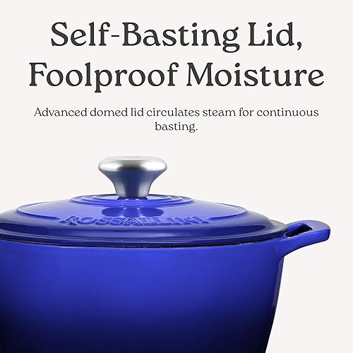 Miniatura 5 de Horno holandés de hierro fundido esmaltado Signature, olla de servir antiadherente con tapa de ajuste hermético para asado, horneado, salteado