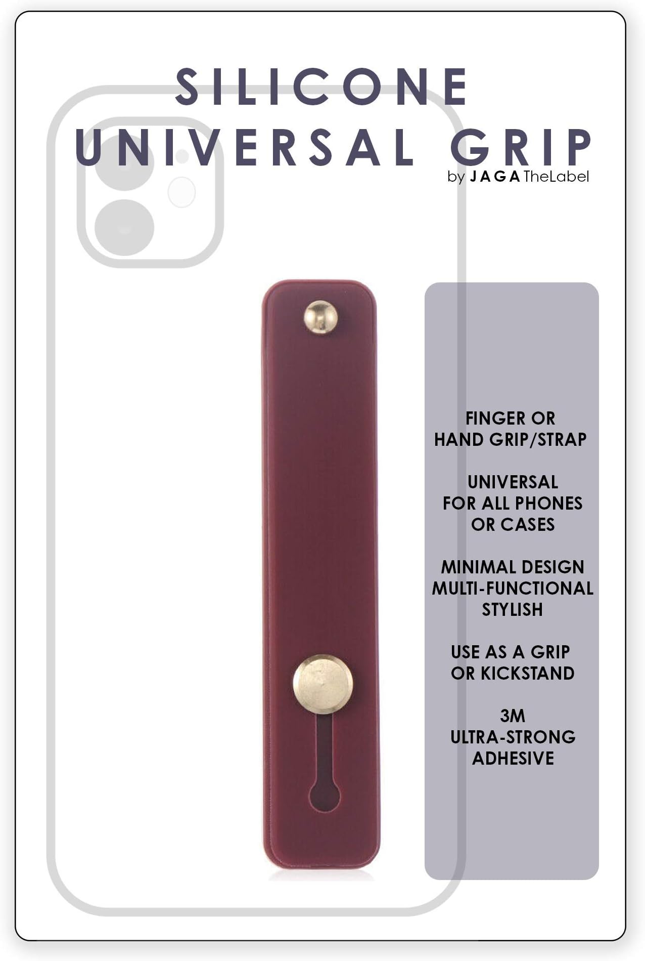 JAGA | Universal Silicone Finger Hand Band Grip Strap or Kick Stand for All Smart Phones | Phone Accessories (Wine RED)