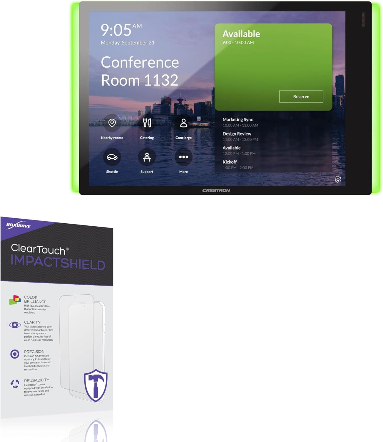 BoxWave Screen Protector Compatible with Crestron Room Scheduling Touchscreen (7 in) - ClearTouch ImpactShield (2-Pack), Impenetrable Screen Protector Flexible Film