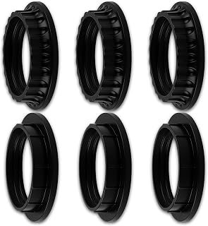 6 PCS E26 Lamp Shade Rings - E26 Light Socket Shade Rings Collar Ring, 2 Sizes Black Threaded Reducer Collar Ring 34mm (1-3/8") & 39mm (1-1/2") for Light Socket, Hanging Lamp Holder Parts
