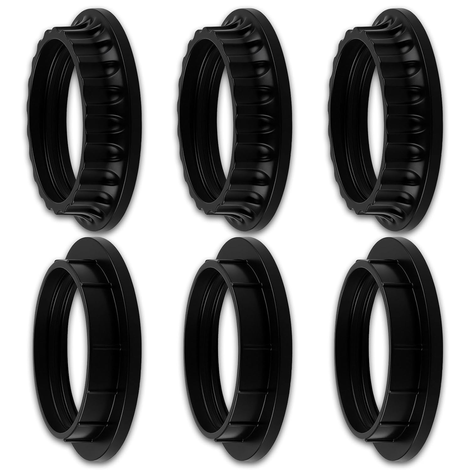 6 PCS E26 Lamp Shade Rings - E26 Light Socket Shade Rings Collar Ring, 2 Sizes Black Threaded Reducer Collar Ring 34mm (1-3/8") & 39mm (1-1/2") for Light Socket, Hanging Lamp Holder Parts