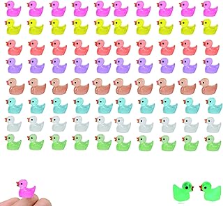 HBINGL Tiny Ducks 80pcs Mini Glow Resin Ducks, Realistic Mini Resin Statues 8 Color Tiny Resin Ducks Miniature Figures for Aquarium Landscape Micro Fairy Garden Phone Case DIY Craft