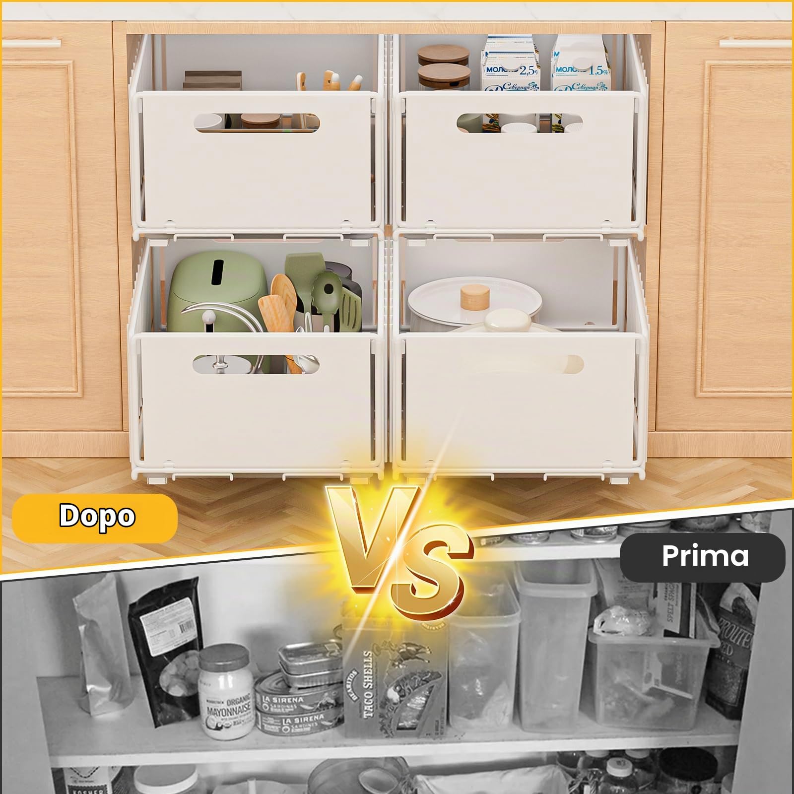 2 Pezzi Cassetto Estraibile Cucina Cassetto Telescopico Ripiano Telescopico Organizer Per Mobili da Cucina Scorrevole Estensibile Estraibile con Maniglia
