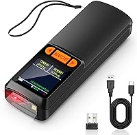 KUIIYER Mini Wireless Bluetooth 2D QR Barcode Scanner with LCD Screen, AI Voice, Setting Keypad - Portable Handheld for POS, PC, Phone