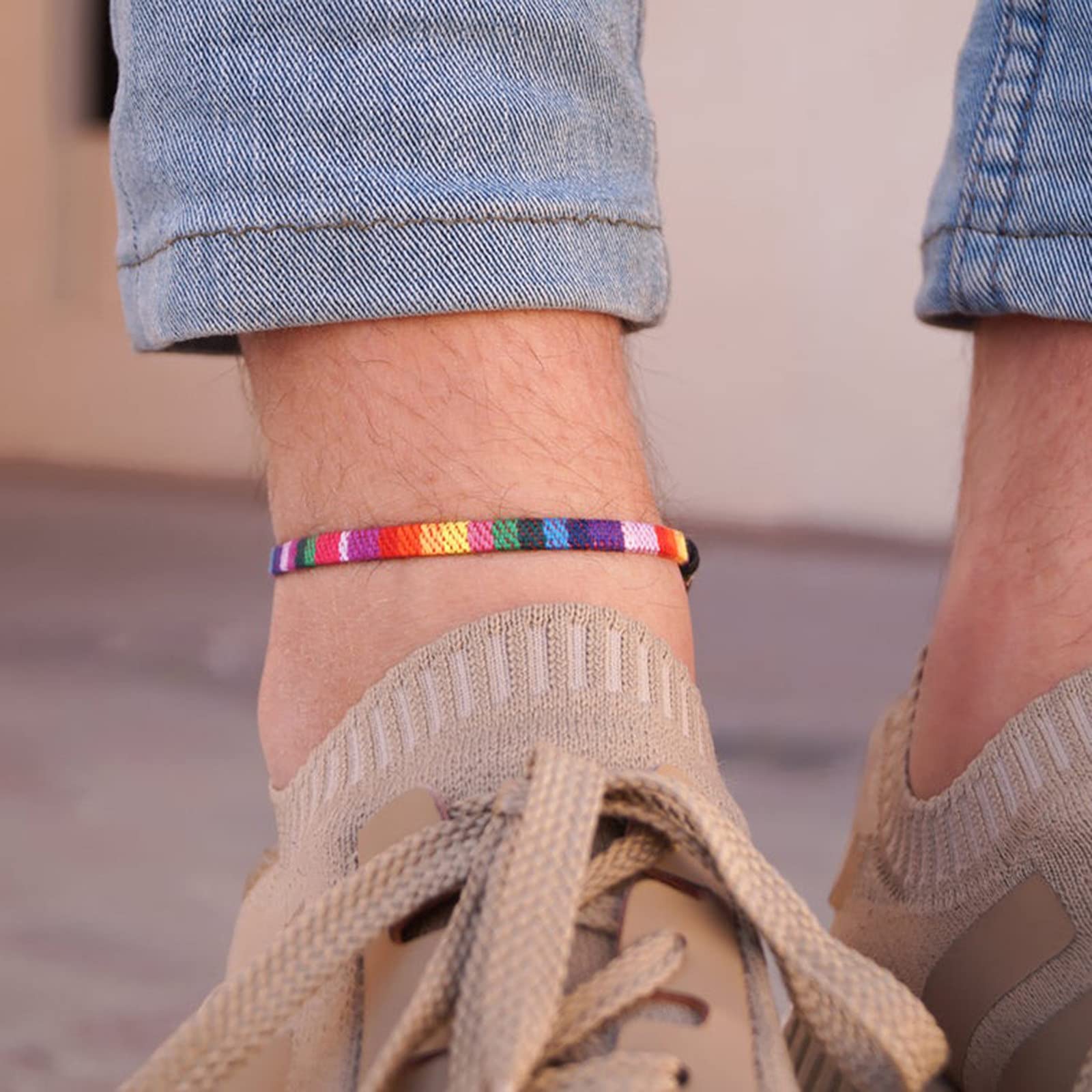 MOCHAMIK Armband oder für - Handgefertigtes Fußkettchen für Herren, Boho-Pride-Gay-Style-Armband, Damen-Fußkettchen, silbernes Charm-Armband
