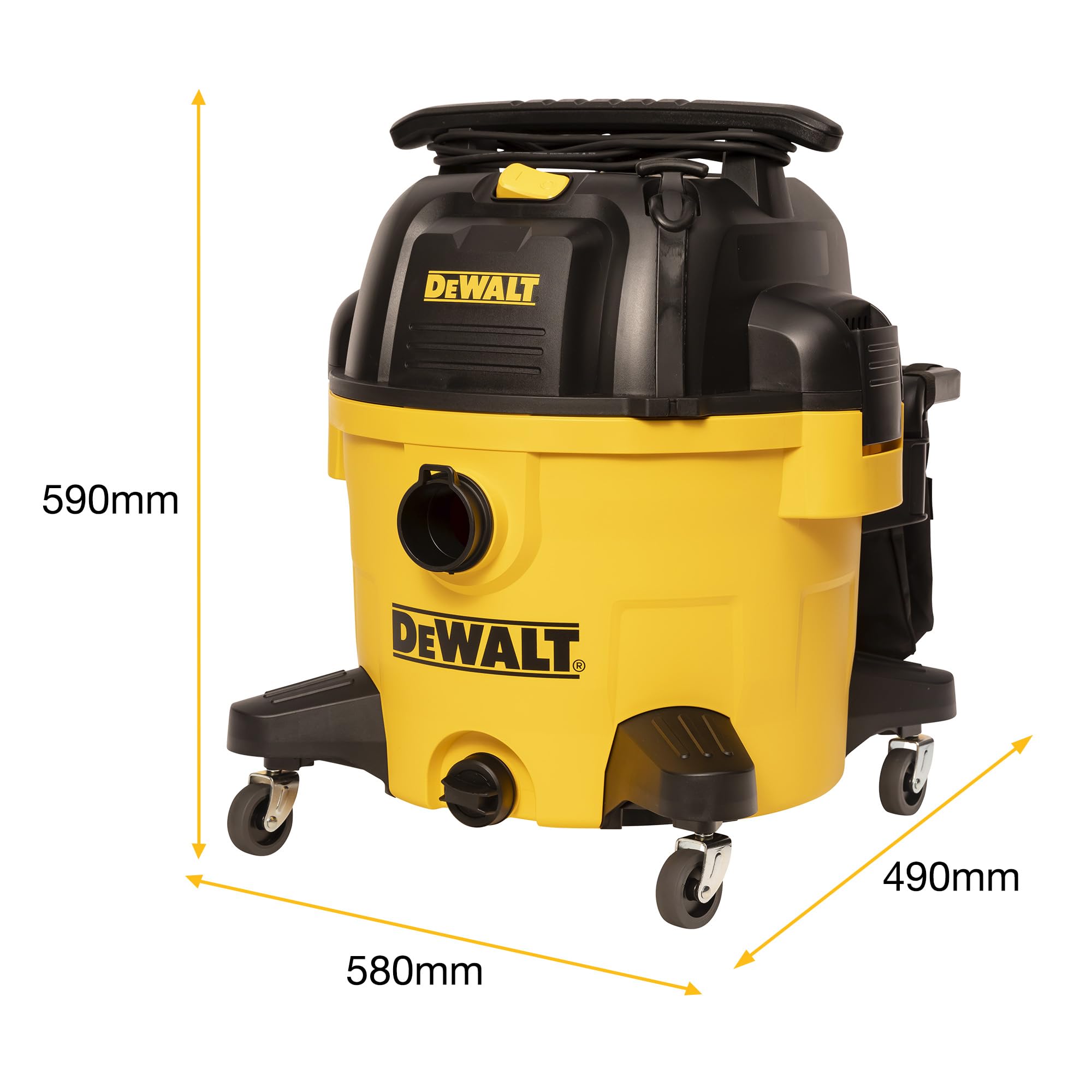 DEWALT Aspirateur Eau et Poussière DXV34P, 1200 W, Cuve Polypropylène de 34 l, Jaune