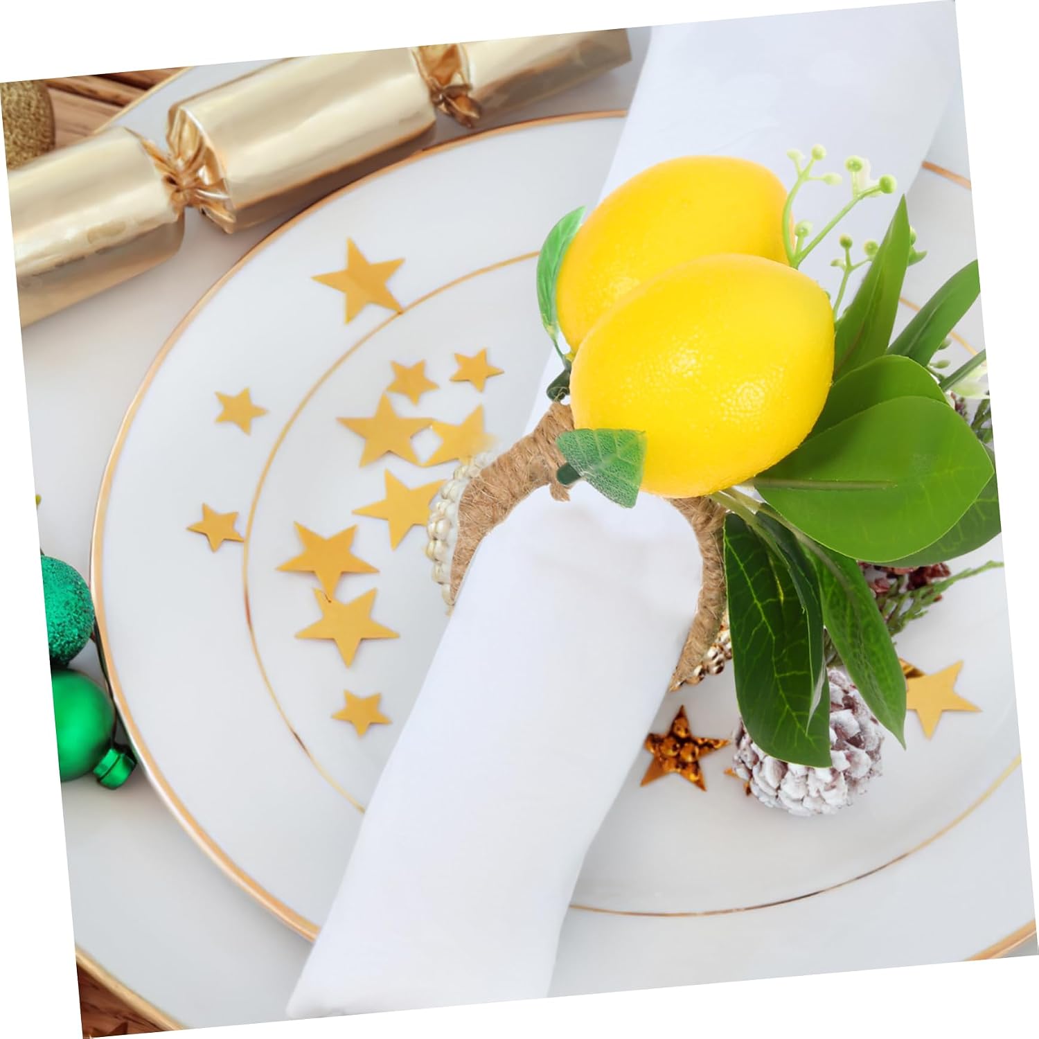 MAGICLULU 12pcs Napkin Rings Lemon Napkin Holders Flat Real Lemon Look Decorative for Dining Table