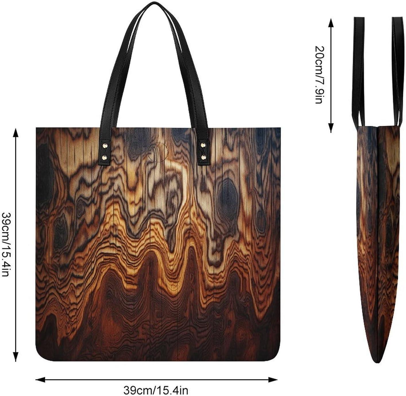 Brown Wooden Texture Handbags Large Capacity, Tote Bag Stylish Slouchy, Shoulder Bags for Work Beach Travel And Shopping Grocery.