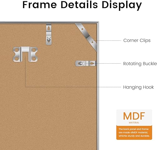 Miniatura 7 de Homso - Portarretratos de metal de 12 x 16 pulgadas - Marcos de fotos de aluminio de 12 x 16 pulgadas - Vidrio arílico - Gancho de pared incluido -