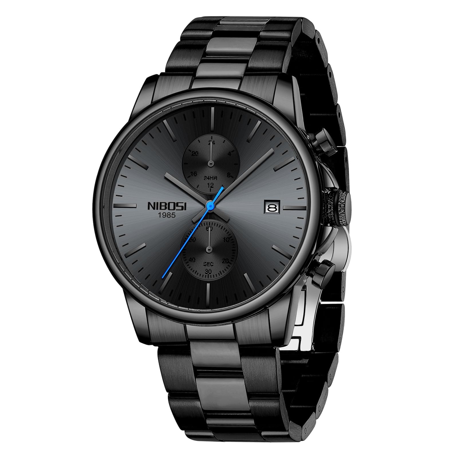 NIBOSI Wristwatch for Men Fashion Big Dial Watch Waterproof Sport Analog Quartz Business Mens Watches Silicon Strap Dress Watch