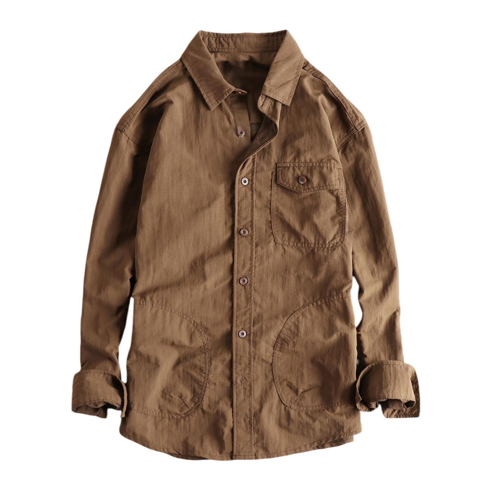 Camicia cargo da uomo a quadretti, a maniche lunghe, vestibilità comoda, con diverse tasche, per l'uso quotidiano
