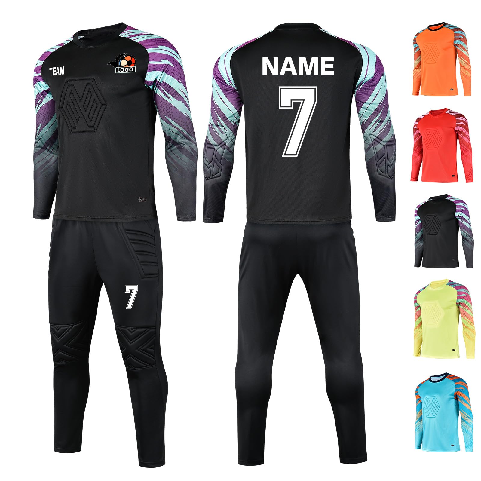 Personalised Football Goalkeeper Shirts and Trousers Custom Goalkeeper Kit for Men Women Kids with Name Team Number