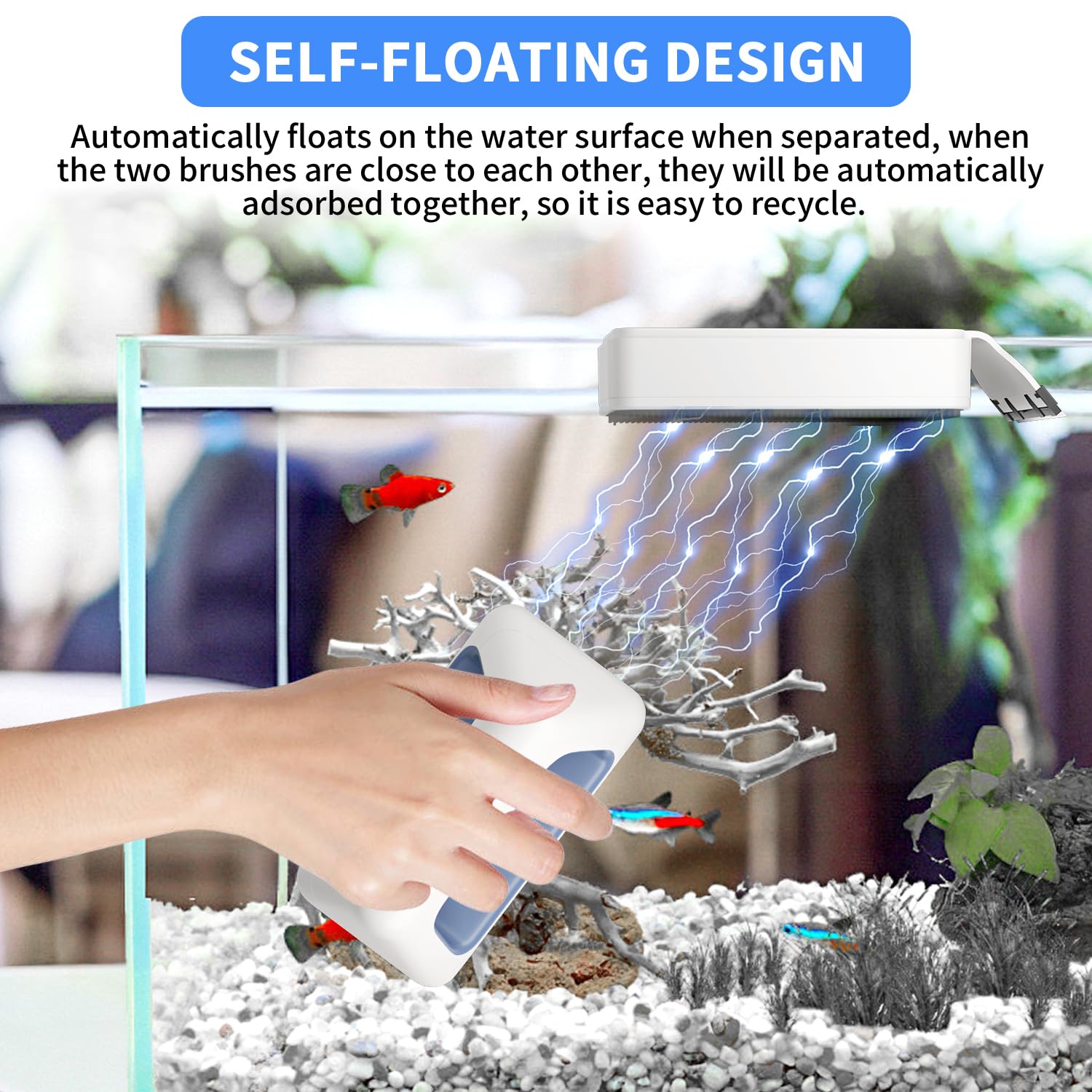 BlueYu Magnetic Aquarium Fish Tank Glass Cleaner, Floating Aquarium Magnetic Brush - Image 4