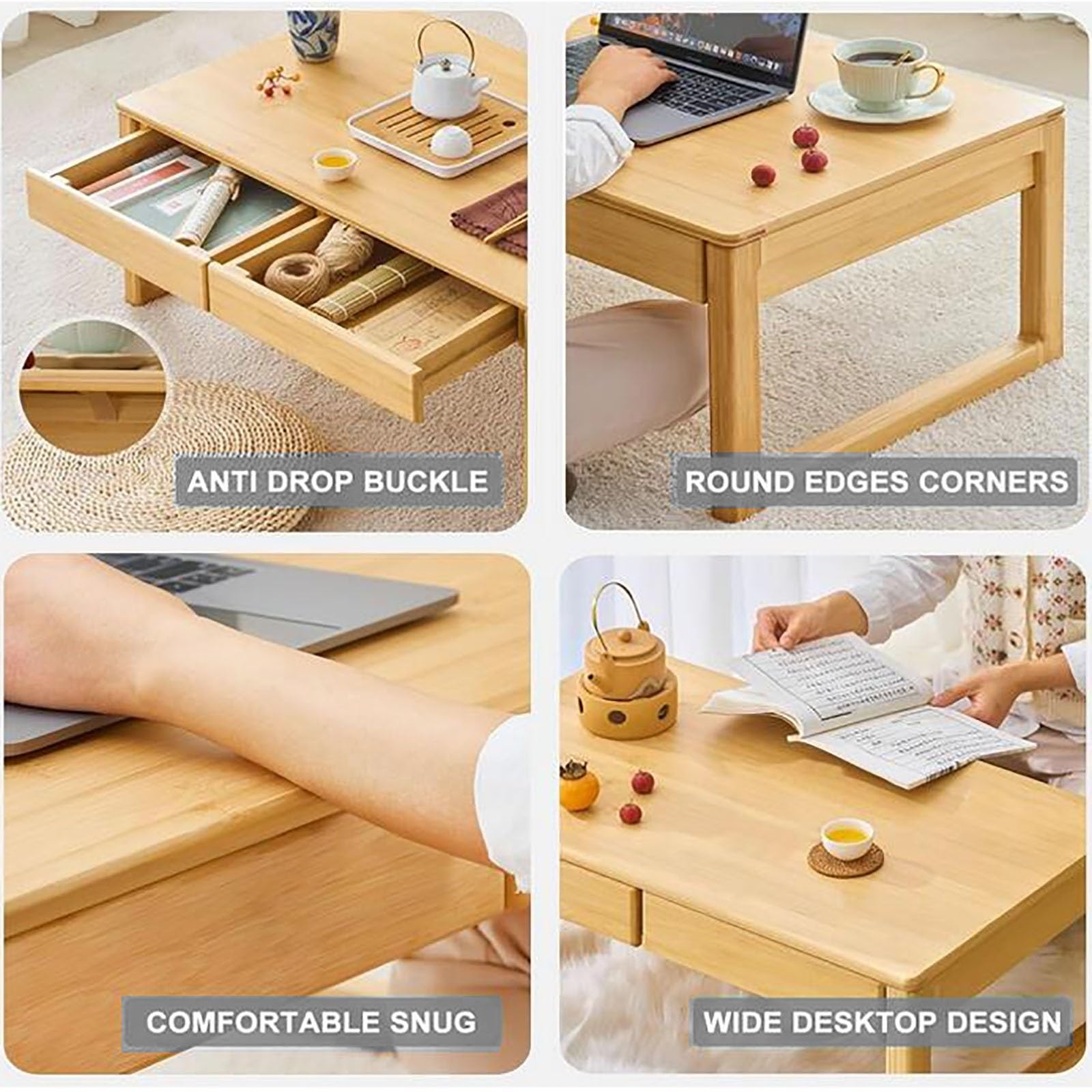 Amazon.co.jp: ZHUIYI 竹製コーヒーテーブル、和床ローテーブル