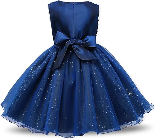 Vista 2 de NNJXD Vestido de princesa de tutú con flores 3D sin mangas para niña para las fiestas