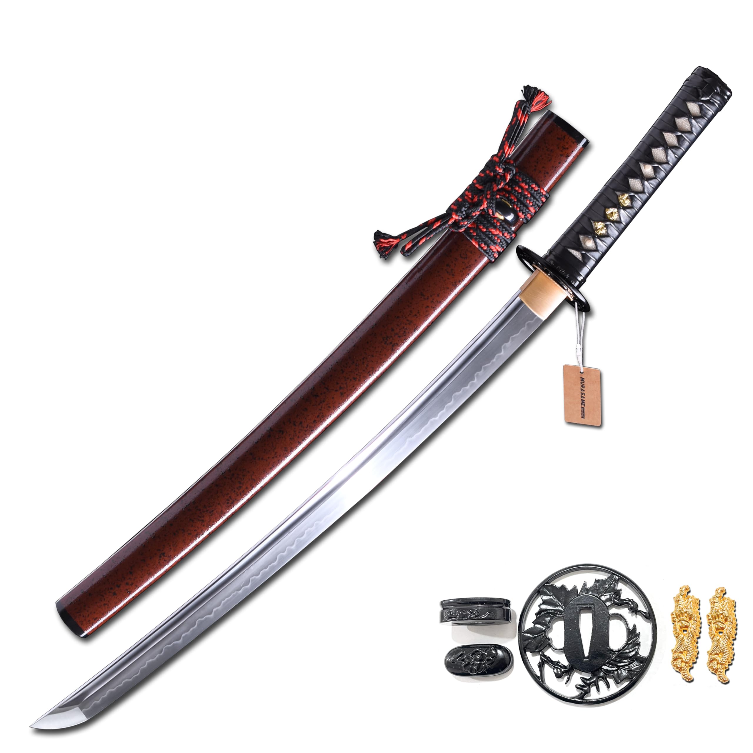 MURASAME Wakizashi Sword T10 Steel Clay Tempered Real Hamon Handmade Battle Ready…