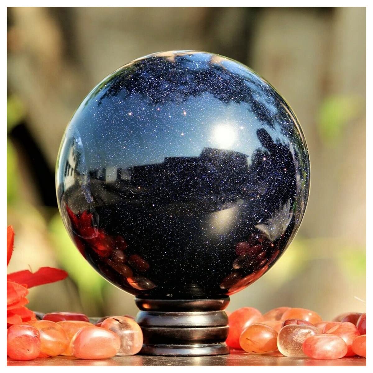 Bola de arena de oro azul natural de 5cm para decoracion del hogar LQYXGS