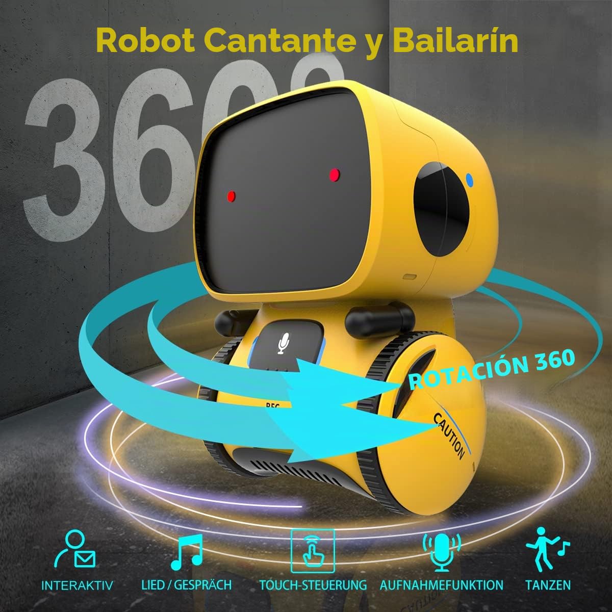 REMOKING Robot inteligente para niños, juguete interactivo educativo, regalo para niños y niñas (amarillo)