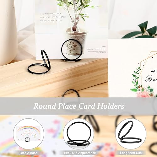 Miniatura 5 de Zhengmy 50 soportes para números de mesa, tamaño pequeño, para centros de mesa, fiesta de boda, graduación (negro)