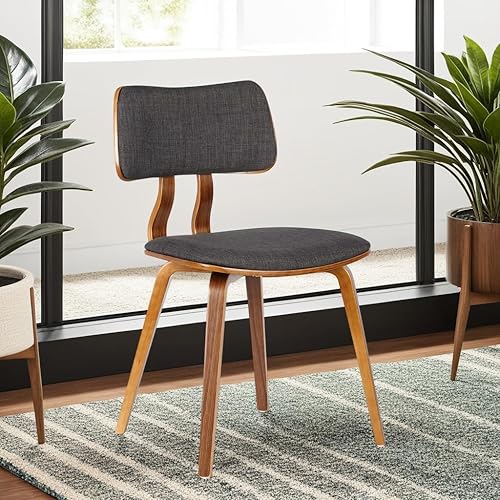 Miniatura 2 de Armen Living Jaguar Silla de comedor en tela de carbón y acabado de madera de nogal, acabado carbón/nogal, 20 pulgadas de profundidad x 18 pulgadas