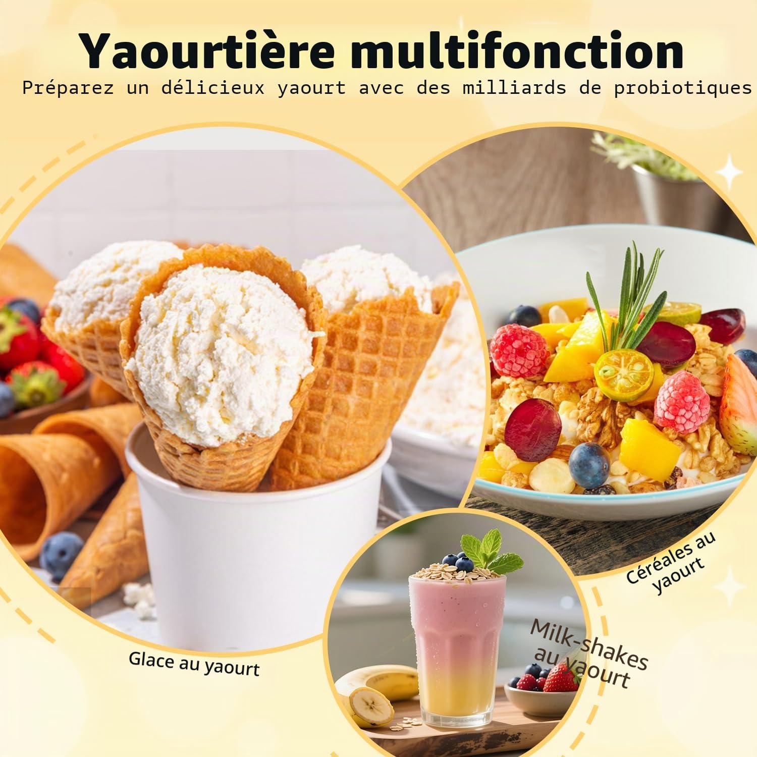 Yaourtière Automatique, 2L Machine à Yaourt Maison avec Affichage LED et 2 Récipients en Verre, Température et Minuterie, pour Préparation de Yaourts Bio, Produits Laitiers, Fromage, Natto