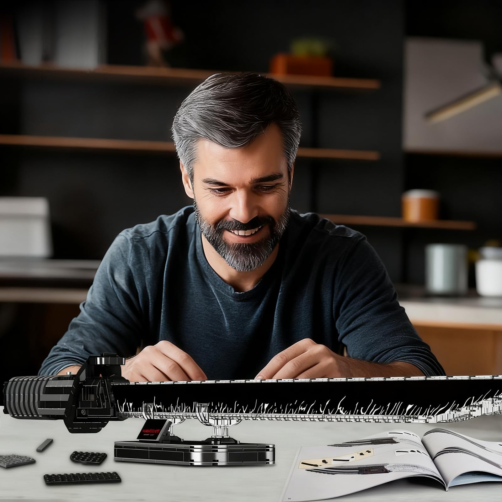 Mould King 10138 Modelo técnico de Espada, 885 Piezas Juego de Bloques de construcción como Regalo, Juguete de Armas, Modelo de Bloques con iluminación y Soporte